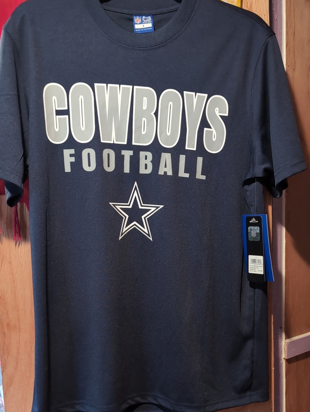 NFL Dallas Cowboys Navy Tee with Silver Print